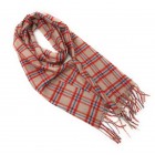 100% Cashmere Scarf Orange & Cream Check - Made in Scotland